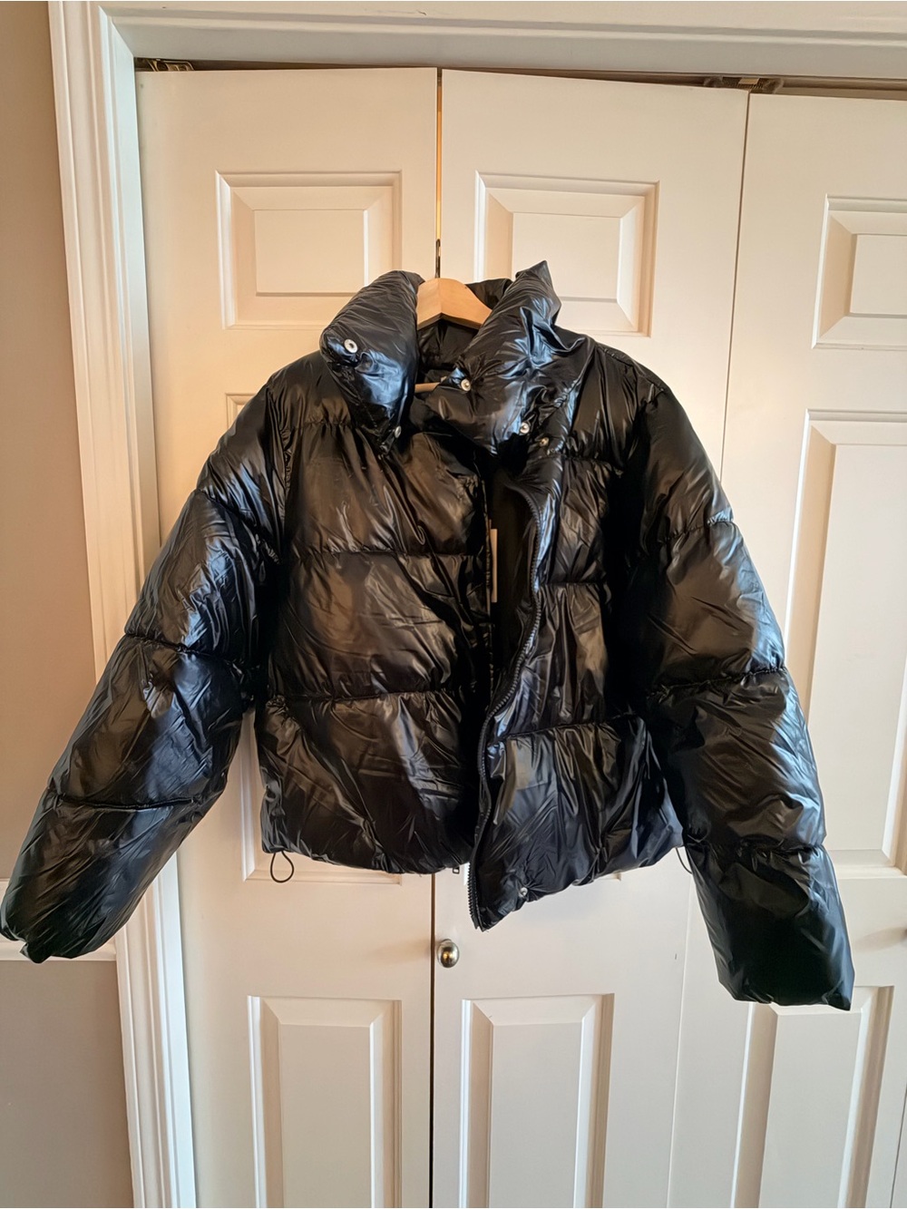 A New Day womenβs Shiny Puffer Jacket - Black